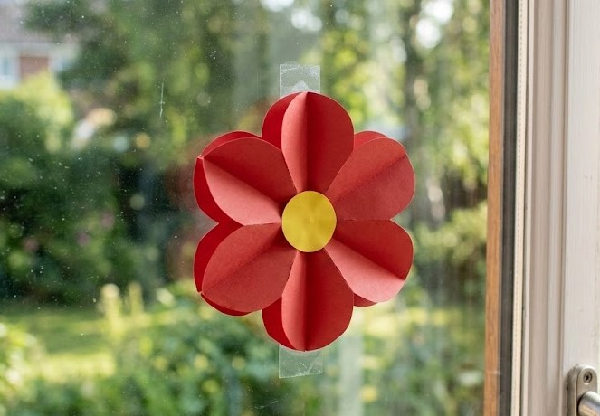 jarní papírová dekorace na okno