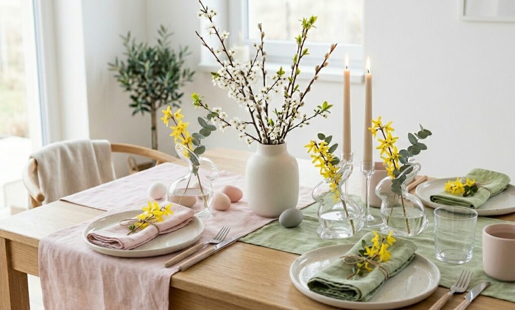 Moderní minimalistická velikonoční výzdoba na stůl