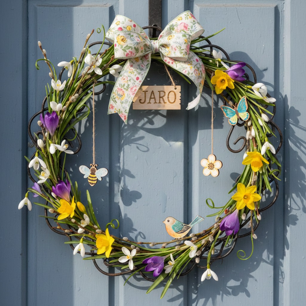 Jarní věnec na dveře – inspirace, tipy a návod krok za krokem