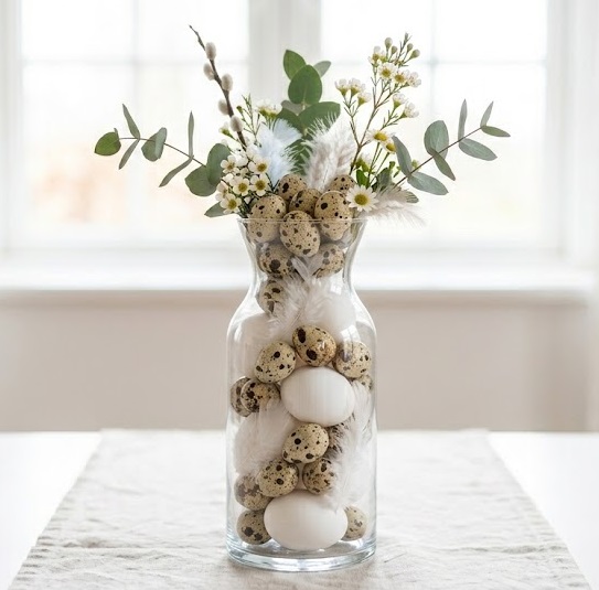 jednoduchá velikonoční výzdoba na stůl